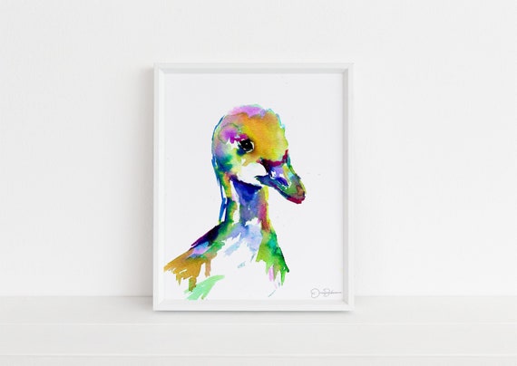 Duck Watercolor Print duckling by Jess Buhman - Etsy