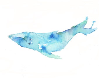 Humpback Watercolor Print, Humpback Painting, Whale Painting, Ocean Art, Ocean Animal Art, Nursery Art, Ocean Painting, Watercolor Animals