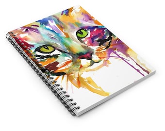 Tabby Cat Watercolor Notebook, Personal Journal, Artwork by Jess Buhman