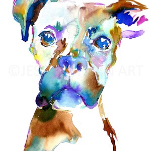 Boxer Watercolor Print Lacey the Boxer by Jess Buhman, Multiple Sizes, Select Your Size, Dog Watercolor Painting, Boxer Art image 2