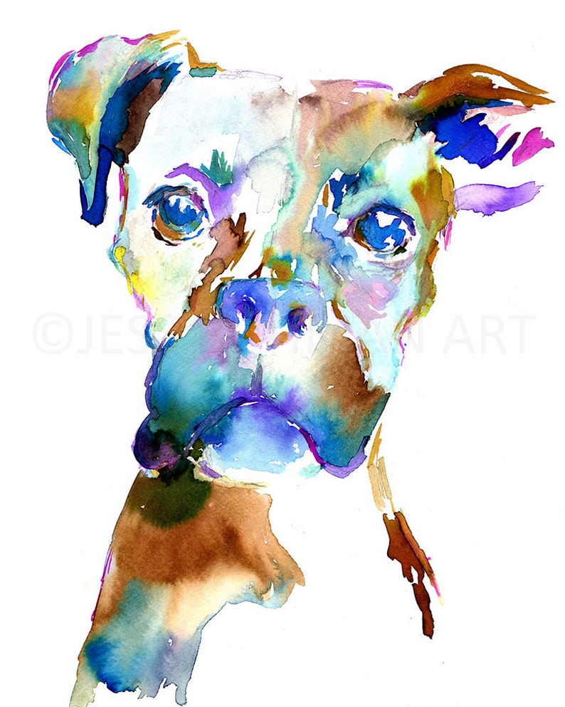 Boxer Watercolor Print Lacey the Boxer by Jess Buhman, Multiple Sizes, Select Your Size, Dog Watercolor Painting, Boxer Art image 2