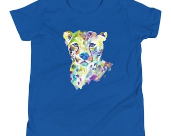 Watercolor Cheetah Kid's T-shirt  | "Chester" By Jess Buhman, Multiple Colors, Multiple Sizes, Youth Short Sleeve T-Shirt