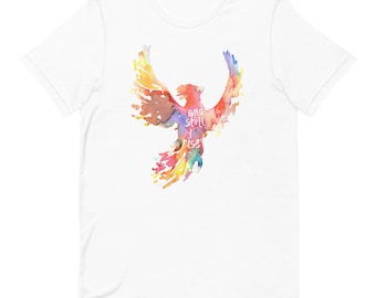 Phoenix "Still I Rise" Short-Sleeve Unisex T-Shirt with Artwork by Jess Buhman