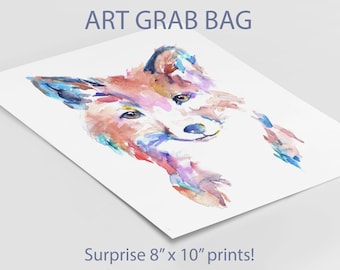 Art Grab Bag  | Surprise 8" x 10" Watercolor Prints by Jess Buhman, Choose Amount, Surprise Art, Fun Grab Bag