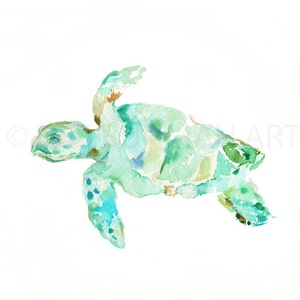 Sea Turtle Print, Watercolor Sea Turtle, 8 x 10 Print, Sea Turtle Painting, Turtle Art, Watercolor Turtle, Print of Turtle, Ocean Painting