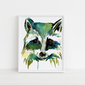 Raccoon Watercolor Print | &quot;Rorey the Raccoon&quot; by Jess Buhman, Multiple Sizes, Wall Art, Nursery Painting, Home Decor, Choose Your Size