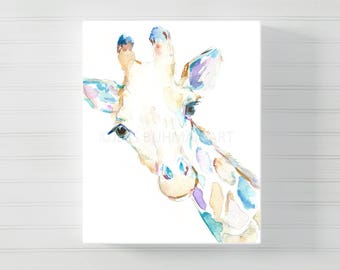 Giraffe Watercolor Canvas Print | "Giraffe" by Jess Buhman, Multiple Sizes, Select Your Size, Print of Giraffe, Zoo Animal, Nursery Animal