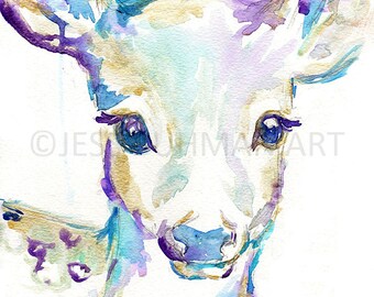 Baby Deer Watercolor Print, Nursery Deer Print, Deer Watercolor, Deer Painting, Baby Deer Art, Baby Animal Painting, Nursery Art, Fine Art