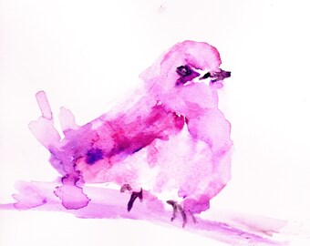 Pink Bird Watercolor Print, Print of Bird, Pink Bird Painting, Colorful Bird Art, Abstract Bird Print, Fine Art Print, Fine Art Painting