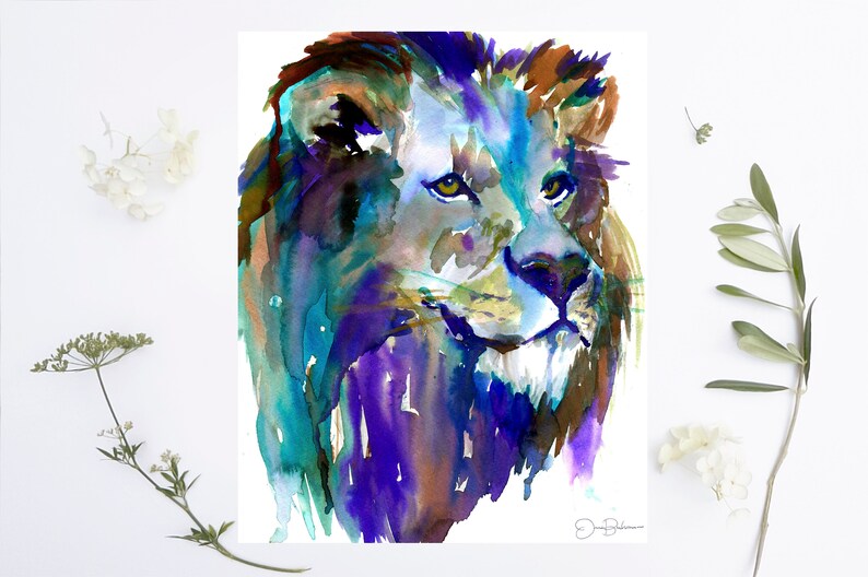 Lion Watercolor Print The King by Jess Buhman, Multiple Sizes, Wall Art, Nursery Painting, Home Decor, Choose Your Size image 4