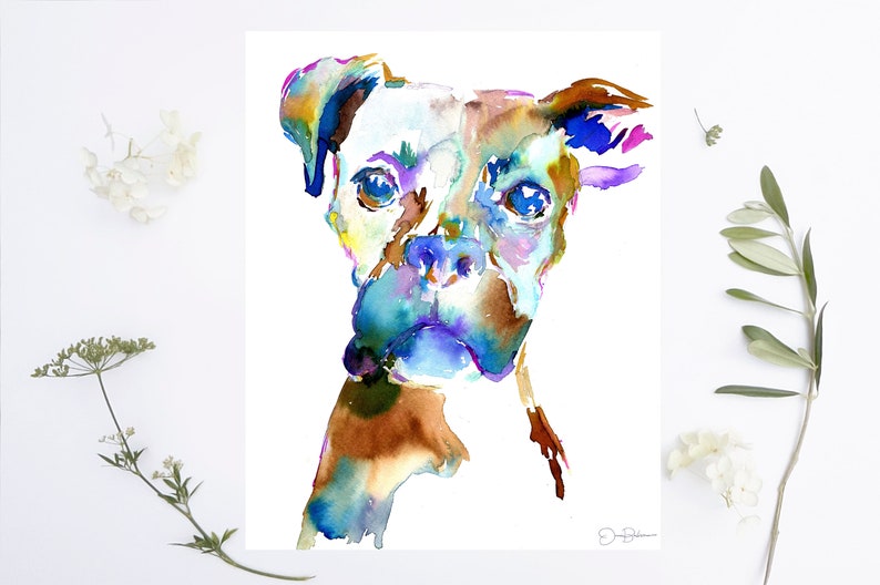 Boxer Watercolor Print Lacey the Boxer by Jess Buhman, Multiple Sizes, Select Your Size, Dog Watercolor Painting, Boxer Art image 4