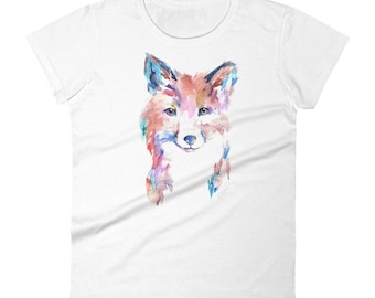 Women's Watercolor Fox T-Shirt | "Farah the Fox" by Jess Buhman, Multiple Sizes, Choose Your Size