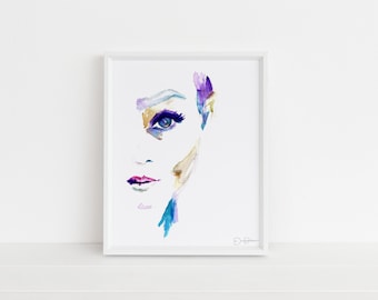 Watercolor Woman Face | "Sophie" by Jess Buhman, Multiple Sizes, Select Your Size, Watercolor Portrait, Fashion Illustration, Minimal Art