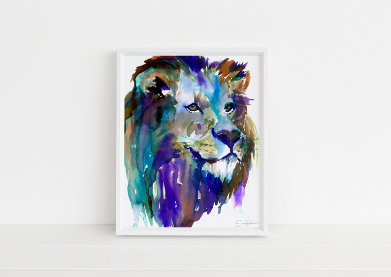 Lion Watercolor Print The King by Jess Buhman, Multiple Sizes, Wall Art, Nursery Painting, Home Decor, Choose Your Size image 1