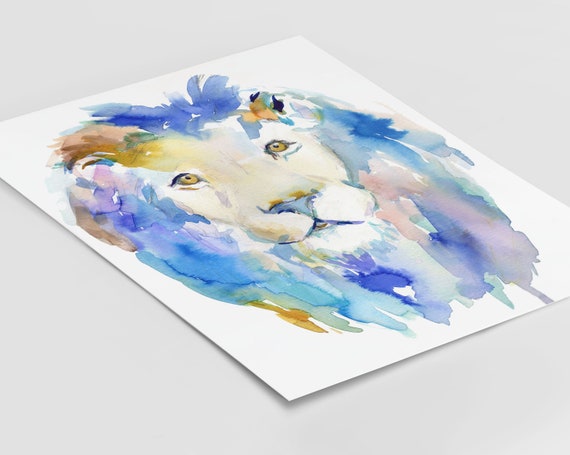 Lion Watercolor Print in Like a Lion by Jess - Etsy