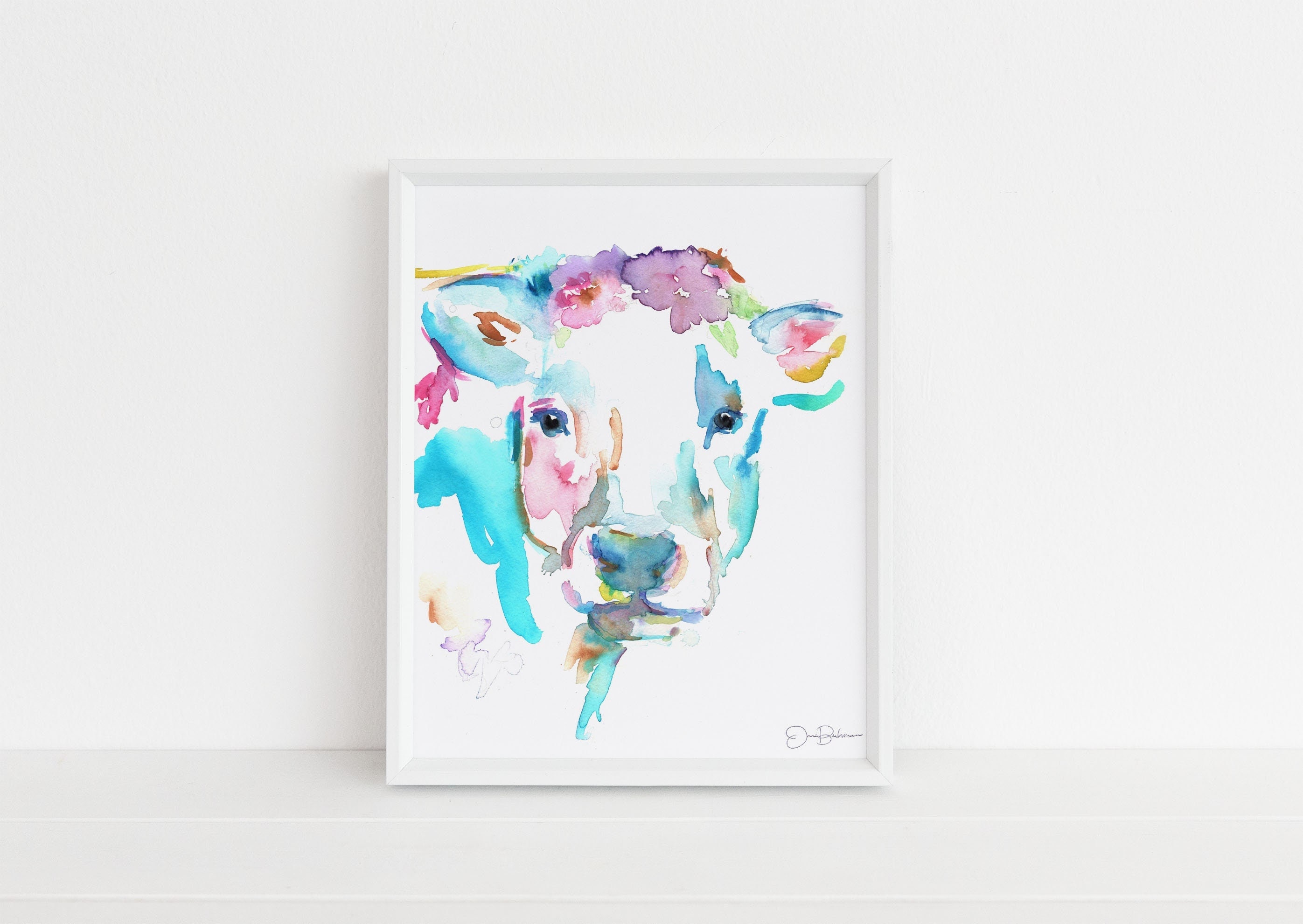 Cow Watercolor Print Cheerio By Jess Buhman | Etsy