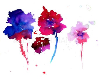 Flower Watercolor Print, Floral Painting, Print of Flowers, Floral Watercolor, Flower Art, Spring Painting, Colorful Painting, Abstract Art