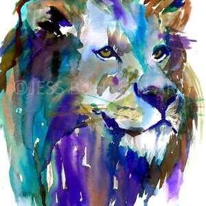 Lion Watercolor Print The King by Jess Buhman, Multiple Sizes, Wall Art, Nursery Painting, Home Decor, Choose Your Size image 2