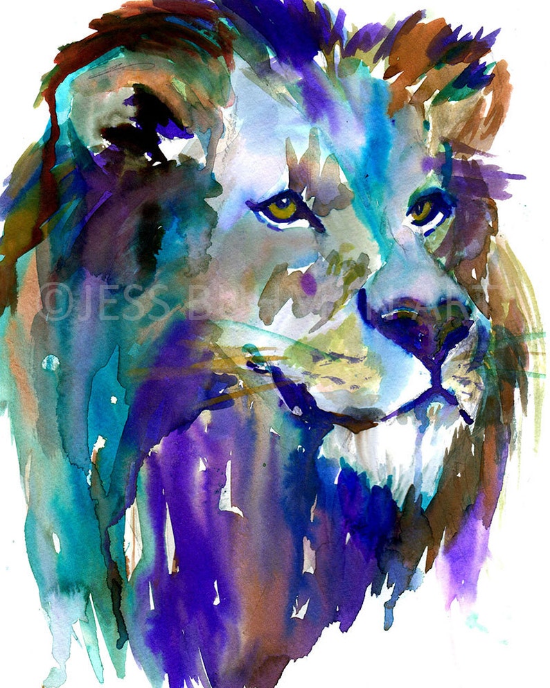 Lion Watercolor Print The King by Jess Buhman, Multiple Sizes, Wall Art, Nursery Painting, Home Decor, Choose Your Size image 2