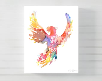 Phoenix Print on Canvas | "And Still I Rise" by Jess Buhman, Multiple Sizes, Select Your Size, Canvas Bird Art, Rise Up Painting, Inspire