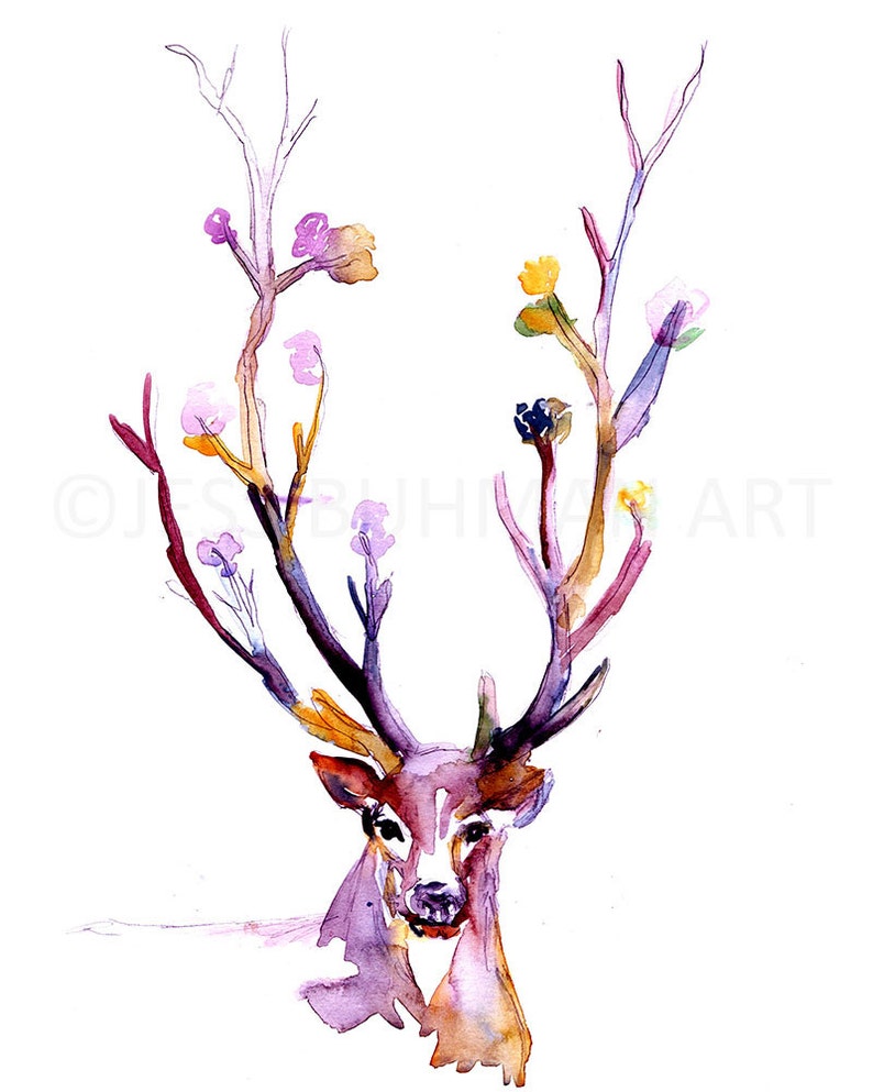 Deer Art Buck Watercolor Print Nursery Art Buck Up by Jess Buhman Select Your Size Nursery Watercolor Deer Watercolor Painting
