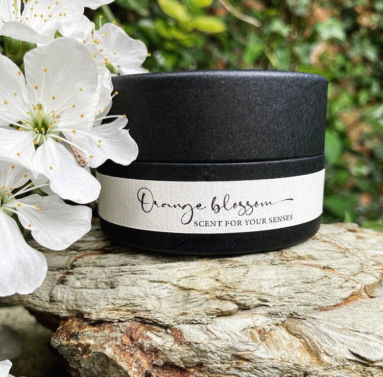 Orange Blossom Solid Perfume Balm. Neroli & Sandalwood natural vegan scent. Uplifting and Cheerful.