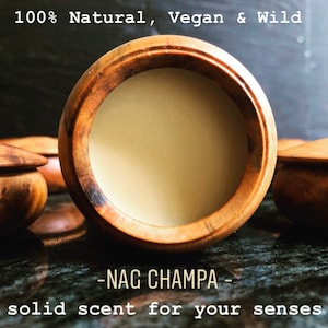 NAG CHAMPA Solid Perfume made with Sandalwood & Frangipani essential oils. 100% natural vegan perfume. Alcohol free perfume. Wellbeing gift. image 2