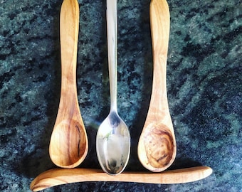 Small wooden spoon. Teaspoon sized condiment spoon for spice, sugar, honey.