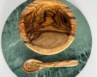 Chunky Olive Wood Bowl & Spoon. Rustic Handcrafted bowl.