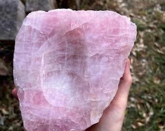 Vintage Rose Quartz Bowl, Hand Carved Jewellery Dish, Pink Freeform Gemstone.