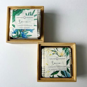 Shampoo & Conditioner Bar Set in Bamboo Travel Storage Zero Waste.