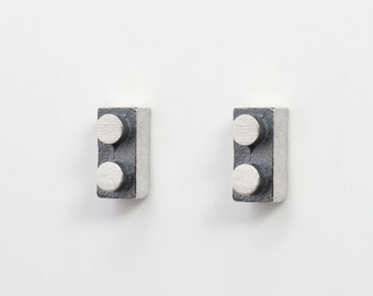 Sterling Silver Nano Lego Block Earrings. Silver Lego Studs Earrings for Men and Women. Handmade Lego Block inspired Studs. PLAY Collection.