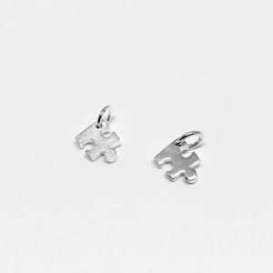 Tiny PUZZLE Piece Charm Necklace. Handmade .925 Sterling SILVER Jigsaw Puzzle Piece Pendant on Dainty Silver Chain. Autism Awareness Jewelry
