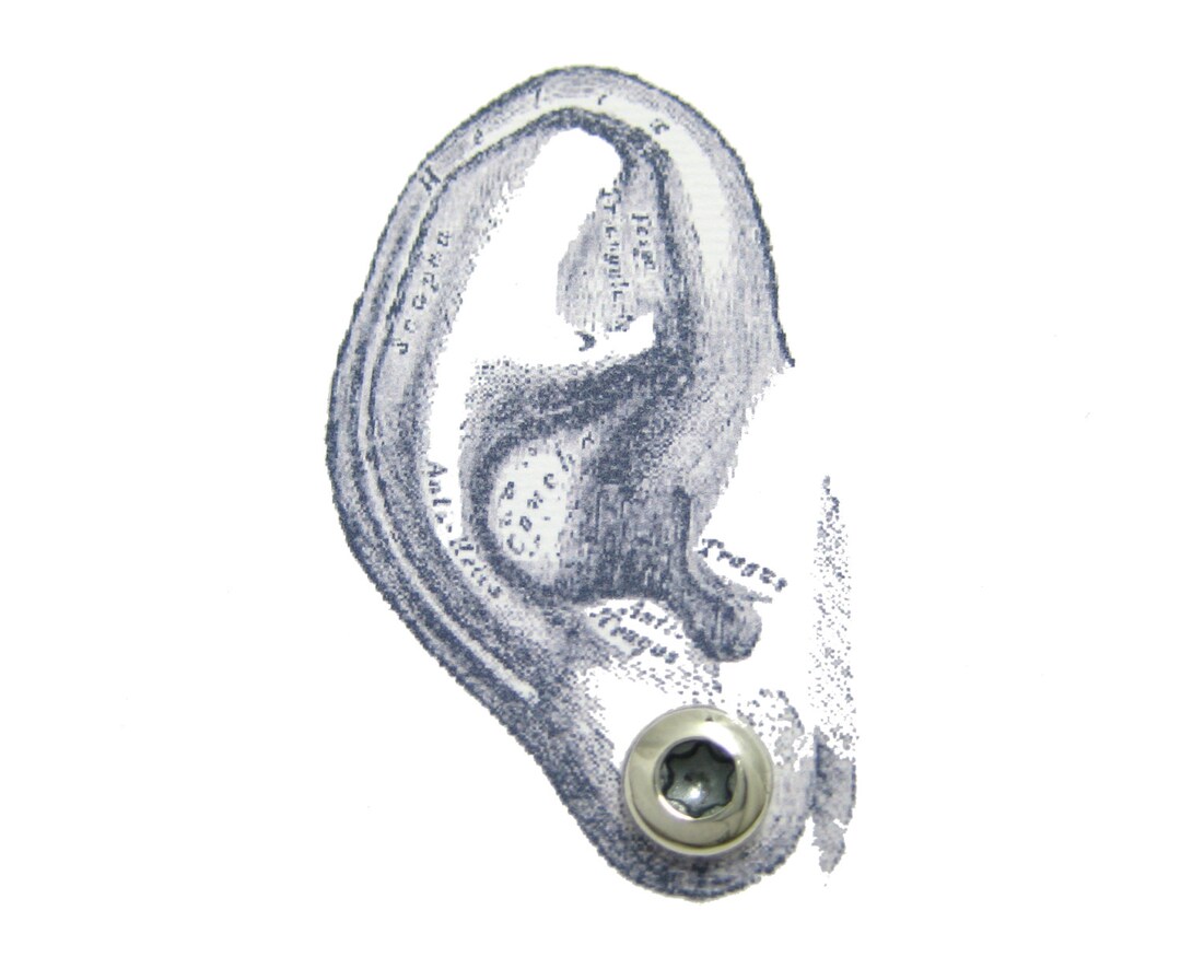 TORX Screw Head Stud Earrings in Polished Sterling SILVER for Men and