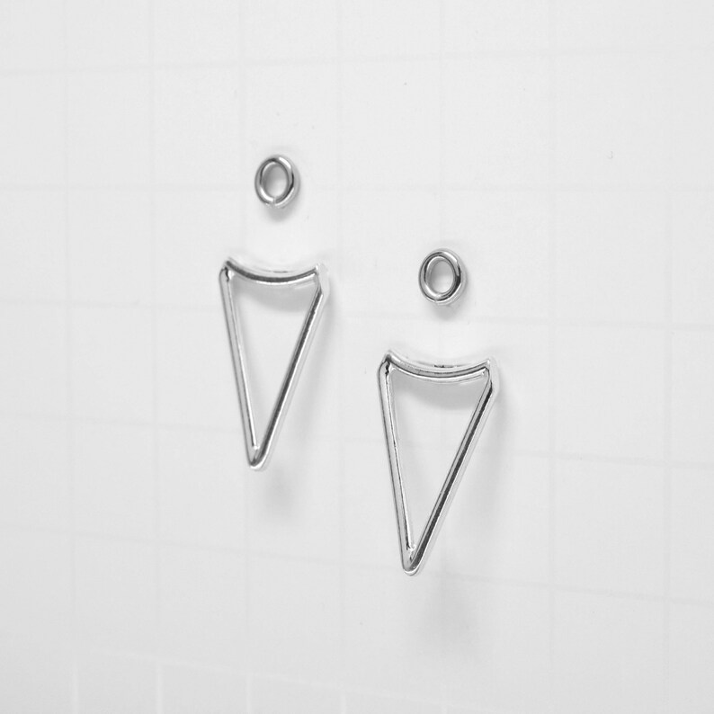 Sterling SILVER Triangle Ear Jacket Earrings Double Sided Minimalist Earrings minimalist SILVER Studs geometric Sterling Silver Studs