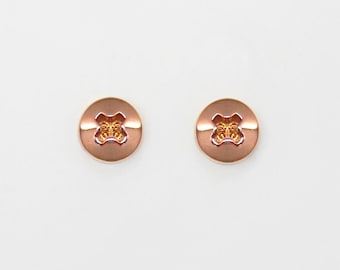 10k 14k Rose Gold Screw Stud Earrings for Men and Women. Handmade Solid Rose Gold Earrings. Hardware Jewelry. Rose Gold Screw Head Earrings.