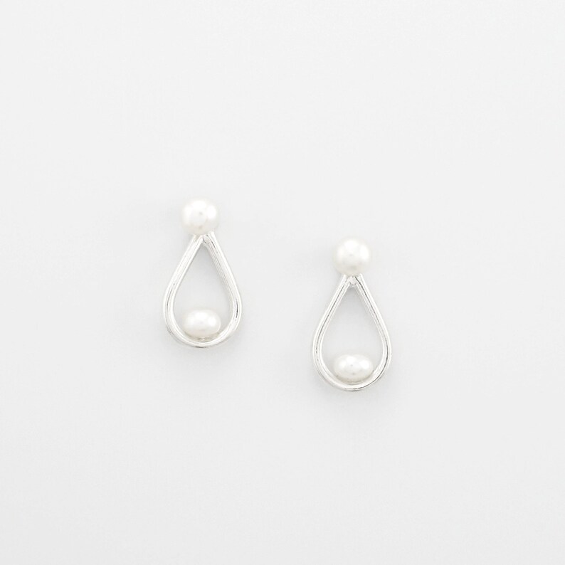 Sterling Silver French Hook Earring Ear Wire With Glue In Pearl - Foto 3