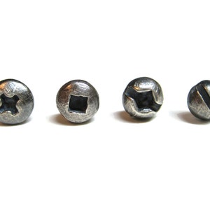 Pick ONE Small Oxidized Silver Screw Head Stud Earring for Men and Women. SINGLE (1) Sterling Silver Hardware Stud Earring. ONE Post Earring