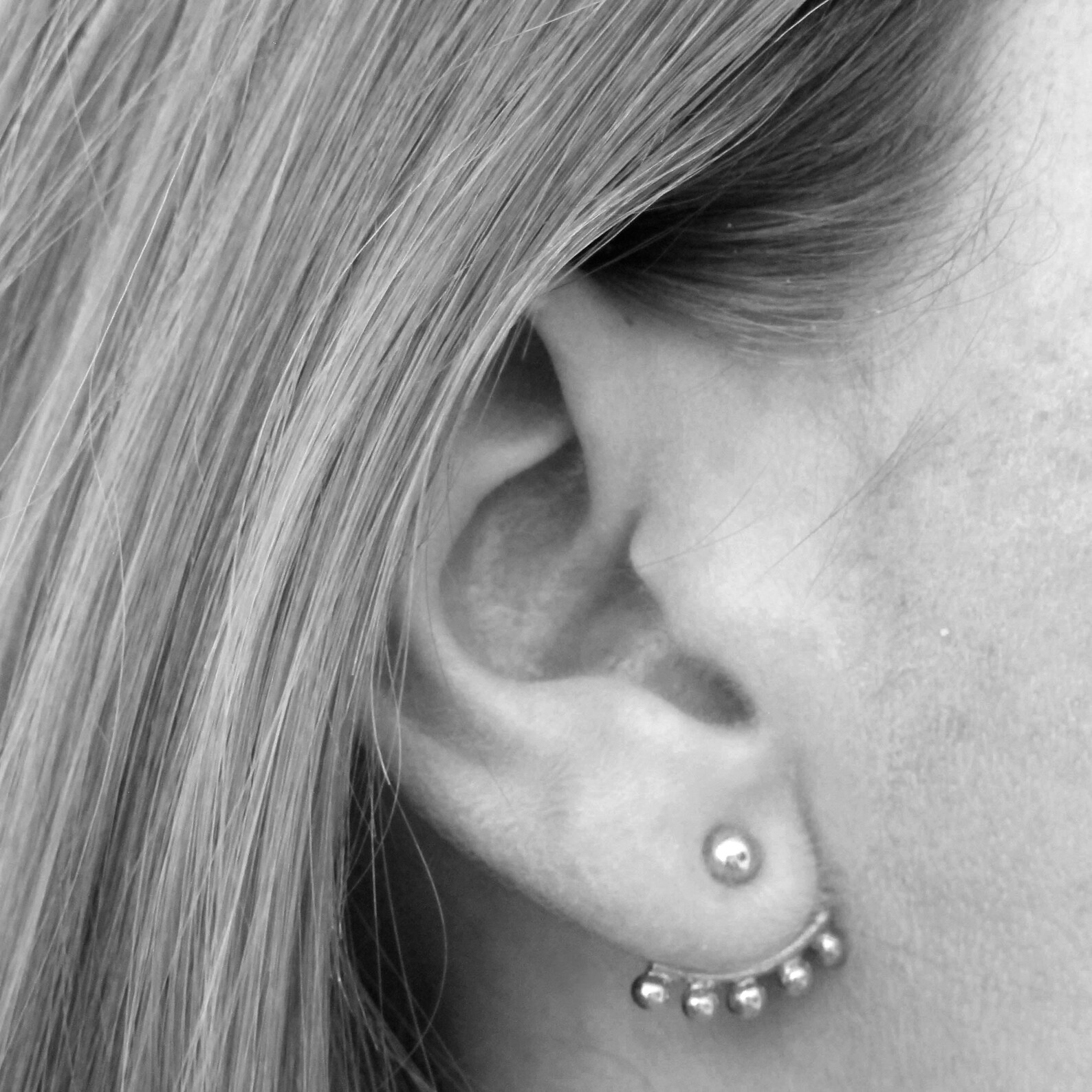 Sterling SILVER Ear Jacket. 5 Silver Balls Double Sided Etsy