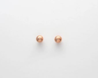Small 10k 14k ROSE GOLD Ball Studs. Minimalist Rose Gold Ball Earrings. Dainty Round Rose Gold Earrings on 10k or 14k Posts & Backs.