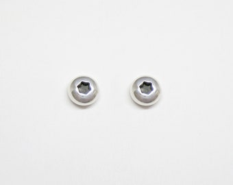 Small Polished T10 TORX Screw Stud Earrings for Men and Women. Handmade Sterling Silver Studs (2). Hypoallergenic Silver Hardware Jewelry.