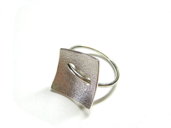 Sterling Silver Geometric Ring with crystals