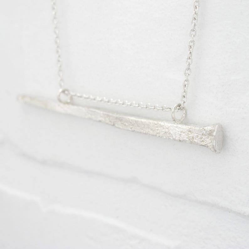 Minimalist Necklace for men or women Chain Solid SILVER Handmade Railroad SPIKE pendant on silver chain Sterling Silver NAIL Pendant
