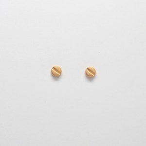 Tiny 10k / 14k Rose Gold Slotted / Flat head SCREW Earrings. Solid Rose gold 4mm Tiny STUDS. 10k / 14k Gold Hardware Jewelry. Screw Studs.