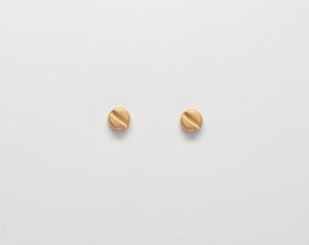 Tiny 10k / 14k Rose Gold Slotted / Flat head SCREW Earrings. Solid Rose gold 4mm Tiny STUDS. 10k / 14k Gold Hardware Jewelry. Screw Studs.