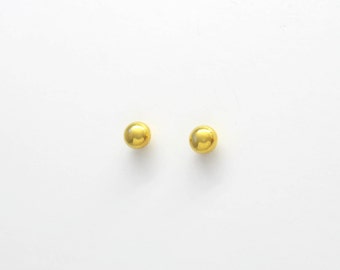 SMALL 10k 14k GOLD Ball Studs. Minimalist Real Gold Ball Earrings. Dainty Round Gold Earrings on 10k or 14k Posts & Backs. Tiny Gold Studs.