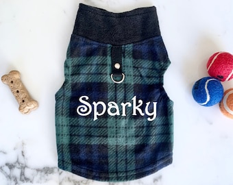 green plaid dog pajamas