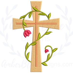 Decorative Vine Cross Embroidery File, Christian Faith Catholic Religious Beautiful Cross, Home Decor, Machine Embroidery Design Download