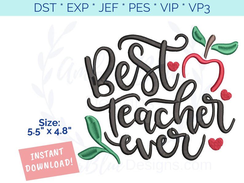 Best teacher ever embroidery file teacher appreciation  etsy Best teacher ever embroidery file teacher appreciation  etsy