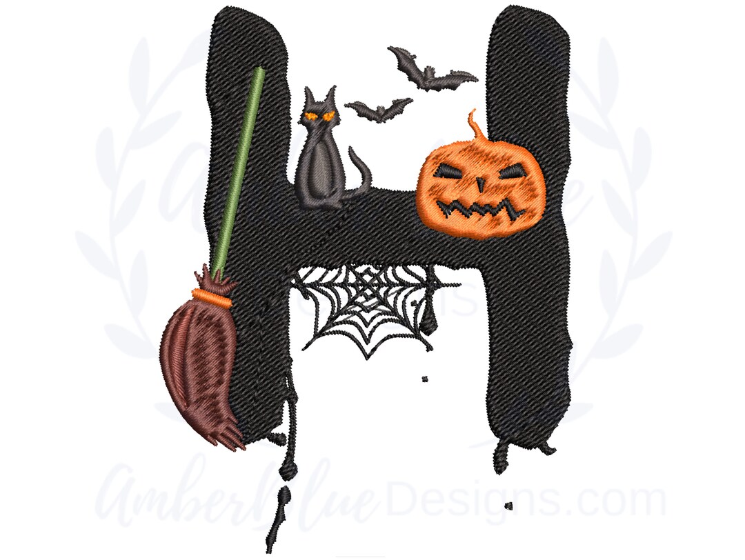 Halloween Letter H Embroidery File Spooky Fall October - Etsy